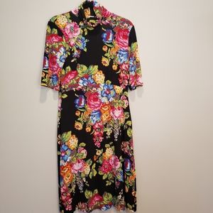 Anthropologie Ett Twa turtleneck floral knit dress Size M